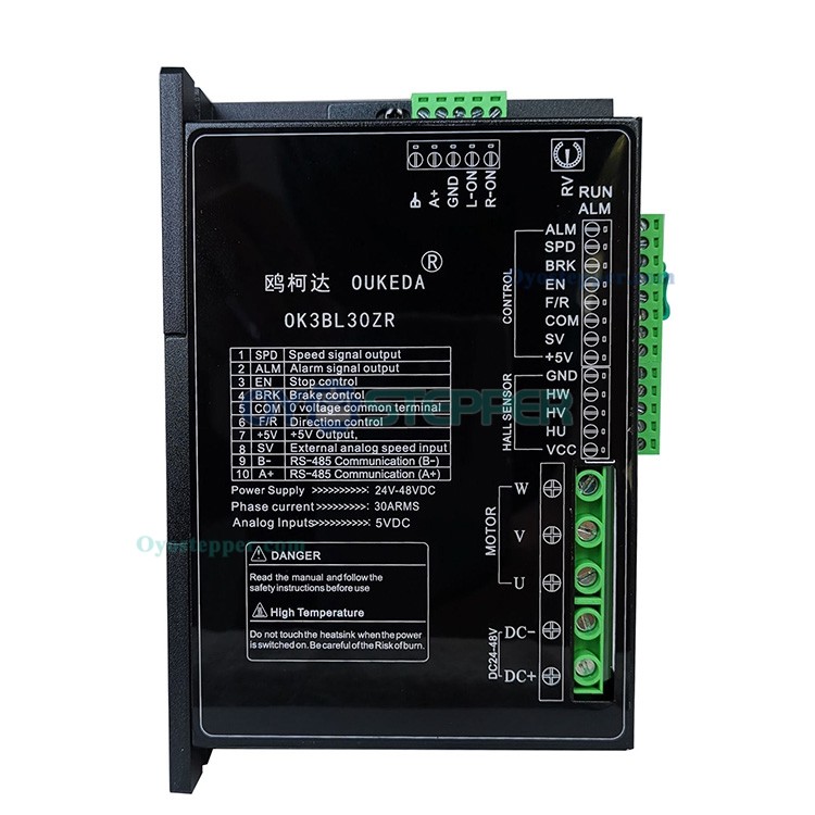Oukeda Brushless DC Motor & BLDC Driver Kit 95.55Ncm 300W 24V/48V 3000RPM 3 Phase